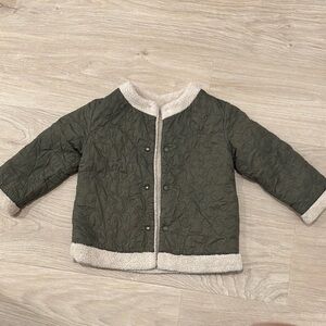 Uniqlo Kids Olive Puffer Jacket with Cream Reversible